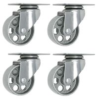 4 All Steel Swivel Plate Caster Wheels Heavy Duty High-gauge Steel Gray (4" METAL SWIVEL CASTER GRAY - No brake)