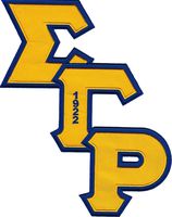 Sigma Gamma Rho Diagonal Twill Letter Iron-On Patch [Gold - 10"T x 8"W]