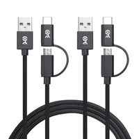 Cable Matters 2-Pack 2-in-1 USB-C Cable (USB Type-C Cable) with Tethered USB C to Micro USB Adapter 6.6 Feet for Samsung Galaxy S9, S8, Note 8 and More
