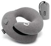 BCOZZY Extra Large Inflatable Travel Pillow, Patented Neck & Chin Support for Comfortable Sleep on Airplane & Car, Compact & Lightweight, Machine Washable Cover, Matching Luxury Bag. Adult XL, Gray