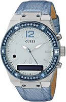 GUESS Women's Stainless Steel Connect Smart Watch - Amazon Alexa, iOS and Android Compatible iOS and Android Compatible, Color: Blue Denim (Model: C0002M5)