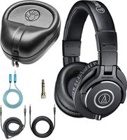 Audio-Technica ATH-M40x Dynamic Headphones Bundle with Slappa Full-Sized HardBody Pro Headphone Case, and Blucoil 6-FT Headphone Extension Cable (3.5mm)