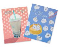 Bird & Quill by Papyrus Desk Accessories, Dim Sum & Bubble Tea Notebook Set, 2-Count