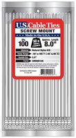 US Cable Ties SMH8N100 8-Inch Screw Mount Ties, Natural, 100-Pack