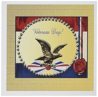 3dRose Veterans Day Bronze Eagle with Gold Stars and Patriotic Banner Greeting Cards, Set of 12 (gc_192599_2)