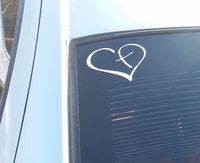 I Make Decals Heart with Cross, White Vinyl, Decal, Sticker, Label for car, Window, Computer, iPad, Wall, etc.