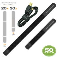 Mediabridge Cable Straps 50-Pack (30 × 15CM, 20 × 25CM) - Adustable & Reusable - Dual-Tabbed Cable Ties (Part# MCM-VSX50)
