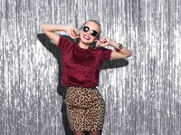 Silver Metallic Foil Fringe Curtains 3 x 8 Feet Tinsel Pack of 3 Photo Booth Props for Birthday Bachelorette Wedding Engagement Bridal Shower Graduation Retirement Party Decorations