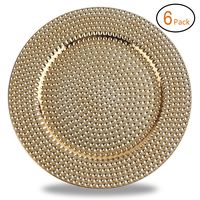 Fantastic:) Round 13 Inch Plastic Charger Plates with Eletroplating Finish (6, Hammer Gold)