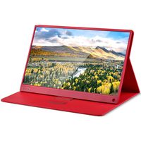 TOPOSH Portable Monitor 15.6 inch USB Type-C Portable Computer Display Full HD 1080P IPS Gaming Monitor Built-in Dual Speakers Compatible with Laptop Computer Raspberry pi PS4 PS3 Xbox (Red)