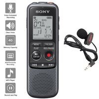 Sony Digital Voice Recorder ICD-PX Series, with Built-in Mic and USB, 4GB Memory, Noise Cut for Noise-Free Recordings, Includes A NeeGo Lavalier Lapel Mic