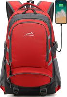 Backpack Bookbag for School Student College Business Travel with USB Charging Port Fit Laptop Up to 15.6 Inch Night Light Reflective Anti Theft (Red)