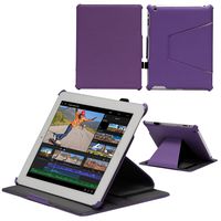 MiTab Purple Faux Leather Case with Stand and Hand Strap Compatible with The iPad 3/4