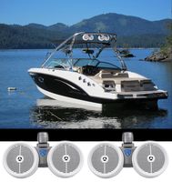 2 Rockville DWB80W Dual 8" White 1600w Marine Wakeboard Tower Speaker Systems