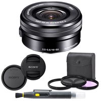 Sony SELP1650 16-50mm Power Zoom: Lens (Black) + 8PC Kit Includes 3 Piece Filter Kit (UV-CPL-FLD) + Front & Rear Lens Caps + Cleaning Pen - Sony E PZ 16-50mm f/3.5-5.6 OSS Lens - International Version