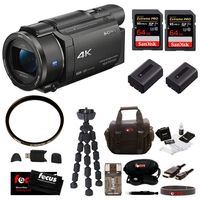 Sony FDR-AX53 UHD 4K Handycam Camcorder w/ 55mm UV Protector & 64GB Accessory Bundle