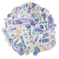 Navy Peony Dreamy Blue Coffee Stickers (31 Pack) - Small, Cute, Waterproof and Durable | Aesthetic Food Decals for Water Bottles, Laptops, Scrapbook