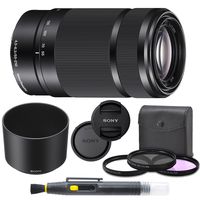 Sony E 55-210mm f/4.5-6.3 OSS Lens (Black) for Sony E-Mount Cameras Bundle. Includes: Filter Kit, Cleaning Pen, Front and Rear Lens Caps and Original Sony Lens Hood - International Version