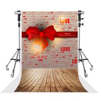 Kate 5x7ft Digital Printing Valentine's Day Photography Backdrops Red Love Wall Background with Brown Wood Floor Backdrop for Children