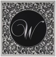 3dRose Letter W - Black and White Damask - Greeting Cards, 6 x 6 inches, set of 6 (gc_38772_1)