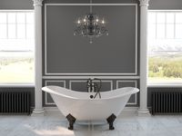 71" Cast Iron Double Ended Slipper Tub with 7" Faucet Hole Drillings & Oil Rubbed Bronze Feet-"Buchanan"