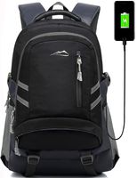 Backpack Bookbag for School College Student Sturdy Travel Business Laptop Compartment with USB Charging Port Luggage Chest Straps Night Light Reflective (Black)