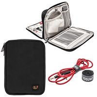 YOSUMO Electronic Travel Organizer with Cable Straps, Case for Cords, USB, iPad mini, Kindle, Computer Charger and Small Tech Gadgets, Black, for tablets 7.9 Inches.