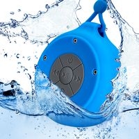 Best Quality Mini Waterproof Hanging Shower Speaker, Durable, Rugged & Portable Small Wireless Bluetooth Player Box Suction Hanger for Bathtub, Pool, Outdoor Camping , Backpacking, Tailgating (Blue)