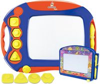 CHUCHIK Toys Magnetic Drawing Board for Kids and Toddlers. Large 15.7 Inch Magna Doodle Writing Pad Comes with a 4-Color Travel Size Sketch Doodle Board (Blue-Red-Yellow)