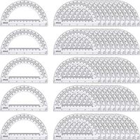 eBoot 50 Pieces Plastic Protractors 180 Degree Protractor, 6 Inches, Clear