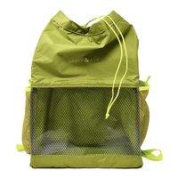 Amber & Ash Drawstring Backpack - Foldable, Water-Resistant Daypack with Durable, Transparent Panel - Packable & Lightweight Bag for School, Travel, Sports, and the Gym - Fits 13 in Laptop [Green]