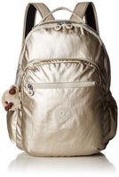 Kipling Seoul Go Laptop, Padded, Adjustable Backpack Straps, Zip Closure, Cloud Grey/Metallic