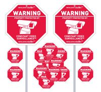 2 Security Camera Yard Signs with 12 matching CCTV decals plus free alarm decal!