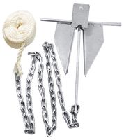 WindRider 8.5lb Boat Anchor Kit | Fluke Style | 6ft Galvanized Chain | 75ft 3/8in Line Spliced with Shackles | 15-24ft Boats
