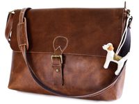 Personalized Genuine Leather Laptop Bag - 100% Full Grain Leather Messenger Briefcase Bag (Dark Brown)