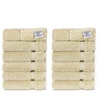 Chakir Turkish Linens Turkish Cotton Luxury Hotel & Spa Bath Towel, Wash Cloth - Set of 12, Cream