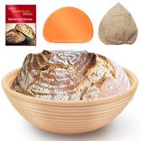 Banneton Proofing Basket (9 Inch) - with Cloth Liner, Dough Scraper and Sourdough Bread Recipe eBook