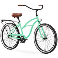 sixthreezero Around The Block Women's Single-Speed Beach Cruiser Bicycle, 26" Wheels, Mint Green with Brown Seat and Grips