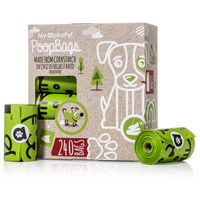 My AlphaPet Compostable Dog Poop Bags - Cornstarch Earth Friendly - Highest ASTM D6400 Rated - 240 Count 16 Unscented Refill Rolls - Large Size 9 x 13 Inches - Leak Proof Doggie Waste Bags