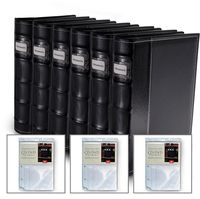 Bellagio-Italia Black Leather Disc Storage Binder Perfect for CDs, DVDs, Blu-Rays, and Video Games. 6 Pack Includes 24 Additional Insert Sheets - Set Holds 352 Discs Total.