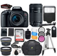 Canon EOS Rebel T7i DSLR Camera with Canon EF-S 18-55mm f/4-5.6 is STM Lens + Canon EF-S 55-250mm f/4-5.6 is STM Lens+ Accessory Bundle