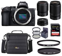 Nikon Z 50 DX-Format Mirrorless Camera with 16-50mm, 50-250mm and 50mm f/1.8 S VR Lens, Bundle with Hoya CPL and UV Filter, Case, 64GB SD Card, Filter Kit