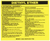 Brady 93524 Vinyl Hazardous Material Label , Black On Yellow,  3 3/4" Height x 4 1/2" Width,  Legend "Diethyl Ether" (25 Labels per Package)