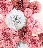 VINANT 20 PCS Pink Rose Gold Party Decoration - Tissue Paper Pom Poms - Birthday Party Decoration - Baby Shower - Bridal Shower - Rose Gold, Dusty Rose, Blush Pink, Grey - 14", 10", 8", 6"