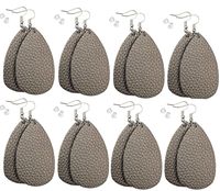 monochef Leather Earrings Lightweight Faux Leather Leaf Dangle Earrings Teardrop Earrings Antique Handmade Earrings for Women Gift, 8 Pairs