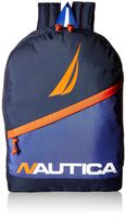 Nautica Men's Diagonal Zip Polyester Resistant Laptop Backpack, Navy/Orange, One Size