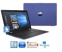 HP 15-bs010cy Laptop, Core i3-7100, 8GB, 2TB HDD, 15.6" HD WLED Touch Screen (1366x768), Backlit Keyboard Microsoft Office 365 1-Yr. (Marine Blue) (Certified Refurbished)