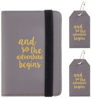 Casmonal Passport Holder Cover Wallet RFID Blocking Leather Card Case Travel Document Organizer(Napa Grey Light with 2 Tags)