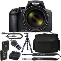 Nikon COOLPIX P900 Digital Camera: with 83x Optical Zoom and Built-in Wi-Fi(Black) + 64GB 1200X SDXC Card + 2 EN-EL23 Batteries + Case + Flexible Tripod + Pro Bundle: International Version