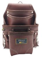 Leather Gold Leather Tool Pouch | Carpenters Tool Pouch 3350, Brown, Oil-Tanned, 10 Pockets, 2 Hammer Holders, Reinforced Seams